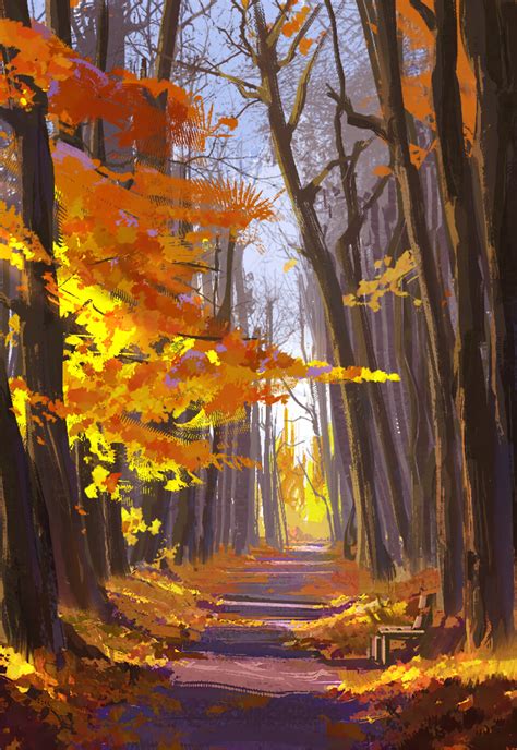 Download Wallpaper 1920x2790 Alley Trees Leaves Autumn Art Hd