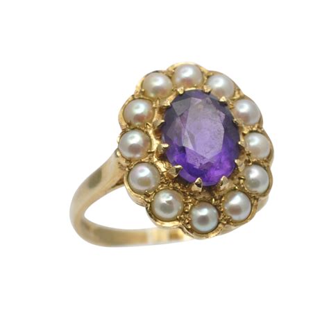 Amethyst Pearl Gold Ring Plaza Jewellery Amethyst Pearl Gold Ring