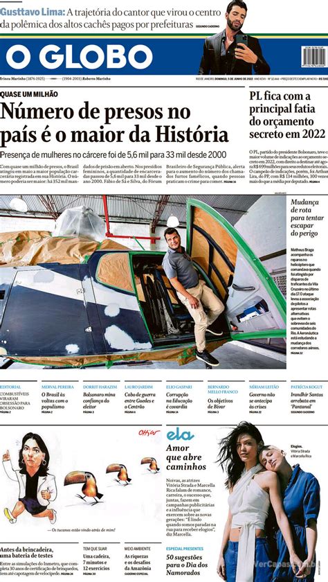 capa o globo edição domingo 5 de junho de 2022