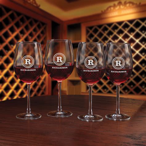 The Personalized Set Of Four Wine Glasses