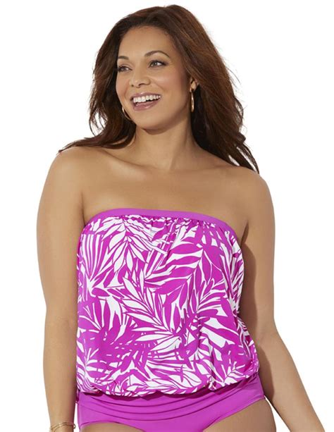 Swimsuitsforall Swimsuits For All Womens Plus Size Bandeau Blouson