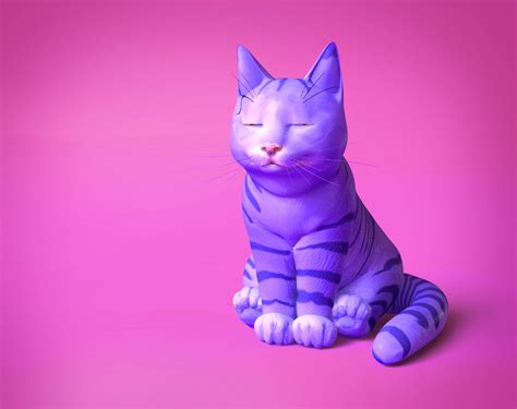3d model cat cartoon character vr ar low poly cgtrader