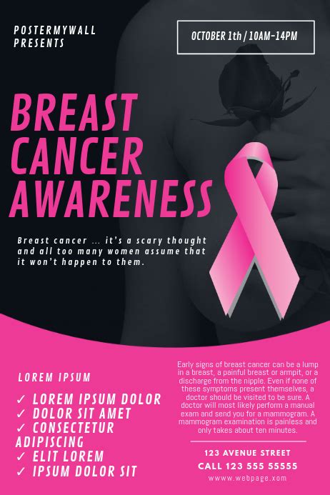 The national breast cancer foundation reports that a woman is diagnosed with breast cancer every two minutes. Breast Cancer Awareness Month Flyer Template | PosterMyWall