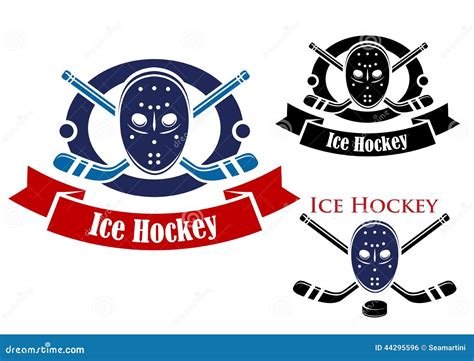 Ice Hockey Symbols Set Stock Vector Illustration Of Blue 44295596