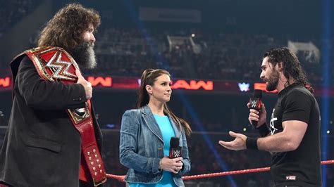 Stephanie Mcmahon Mick Foley And Seth Rollins Wwe Raw August 23 2016