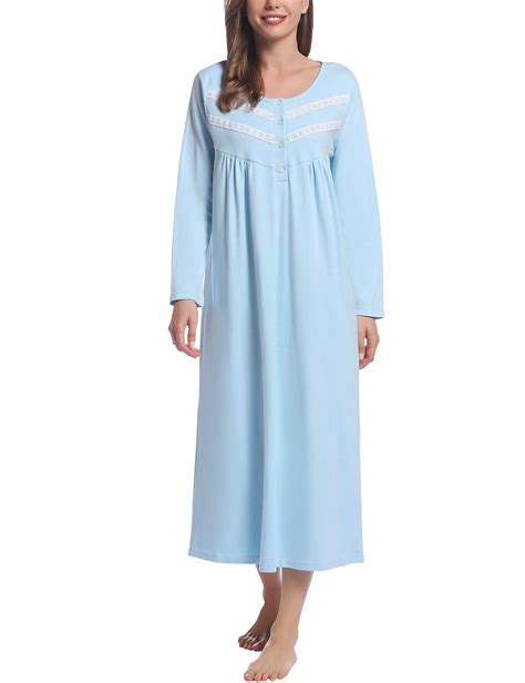 Uvomade Womens Cotton Long Nightgown Dress Flannel Jersey Knit Full Length Pajamas Walmart Canada