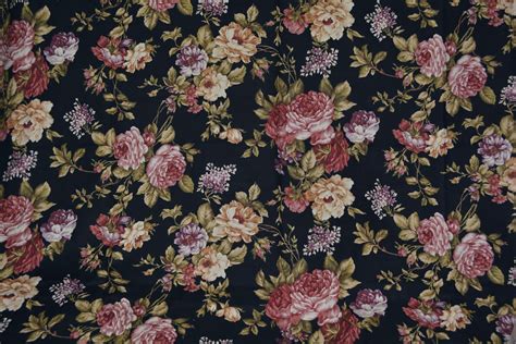 Victorian Rose Garden Fabric Black Floral Cottage Roses Quilting Fabric