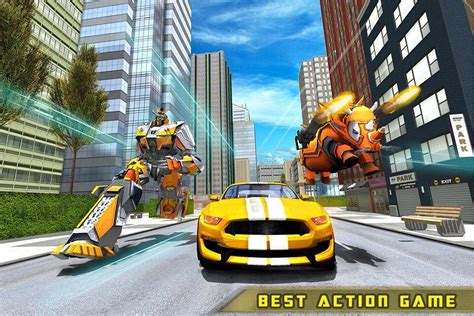 Rhino Robot Car Transforming Games City Battle For
