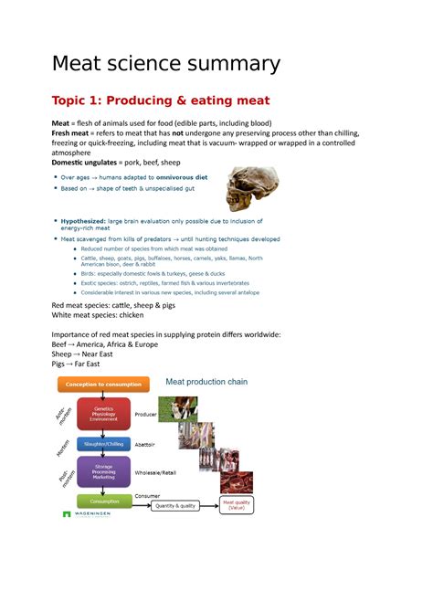 Meat Science Lecture Summary Meat Science Summary Topic 1 Producing And Eating Meat Meat Lesh