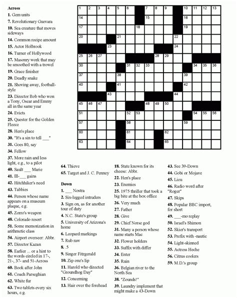 And many of our activities change each time you visit! Free Printable Crossword Puzzles Medium Difficulty | Free ...