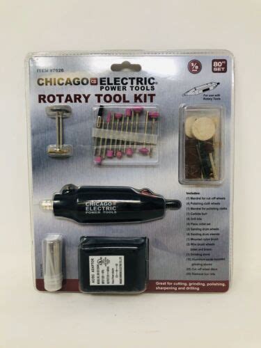Chicago Electric Rotary Tool Set Kit Black 18 Shank 97626 792363976268