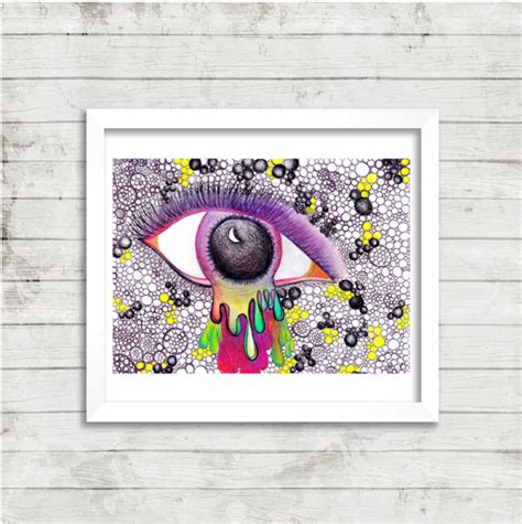 Eye Drawing Trippy Eye Art Psychedelic Eye Art Mixed Media Print