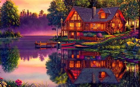 Log Cabin On The Lake Hd Wallpaper Background Image 1920x1200 Id