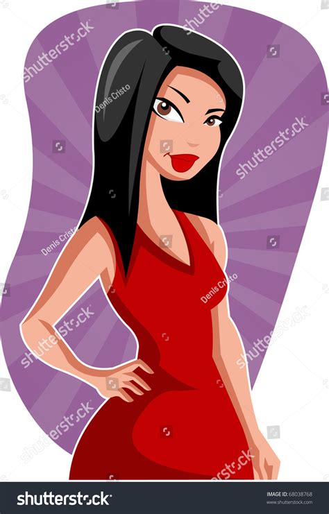 Girl In Red Dress Stock Vector Illustration Shutterstock
