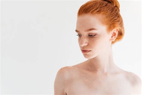 Free Photo Close Up Picture Of Attractive Naked Ginger Woman Looking Away