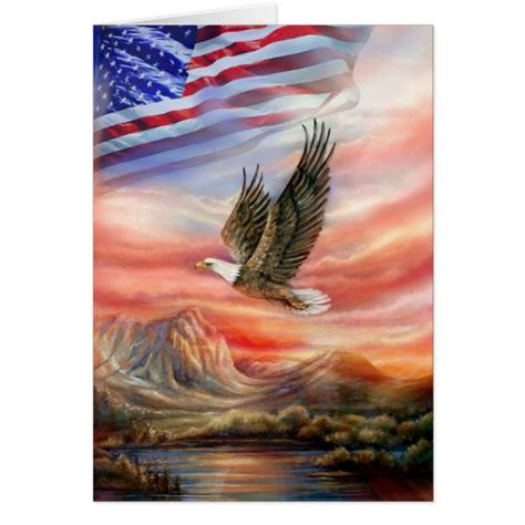Flying Eagle With Sunset And American Flag Zazzleca