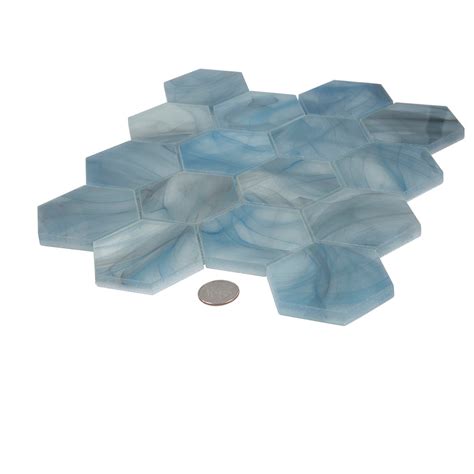 9 1 X 10 5 Sea Blue Glass Hexagon Mosaic Tile Tile Club