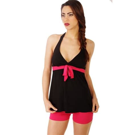 Maillot de bain tankini shorty 2 pièces femme N... Noir - Achat / Vente