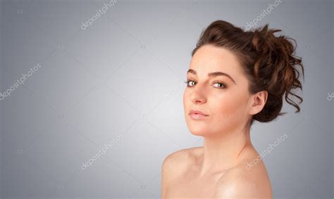 Close Up Portrait Of Beautiful Babe Naked Girl Stock Photo By Ra Studio