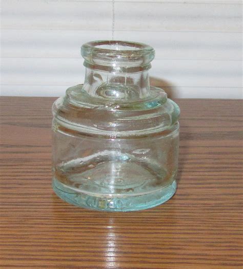 Antique Sanfords Ink Bottle Round Aqua