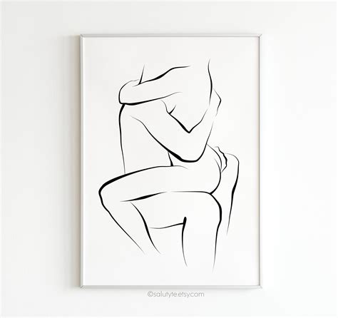 Love Scene Print Erotic Line Art Naked Couple Love Poster Etsy