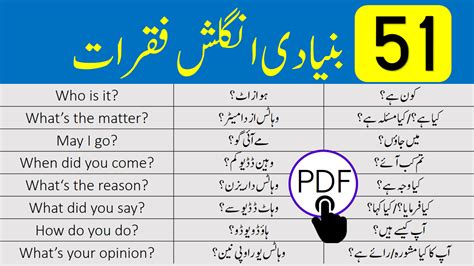 Short English Sentences For Beginners With Urdu Translation The