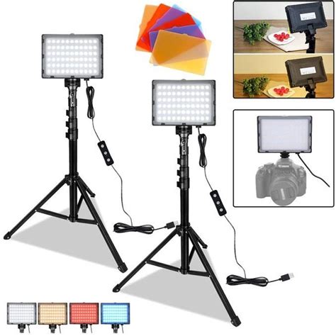 Xmtech Kit D éclairage Vidéo Led Usb Avec Trépied Et 8 Filtres 3200k 5600k Cdiscount