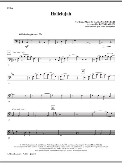 Hallelujah Cello Sheet Music Direct