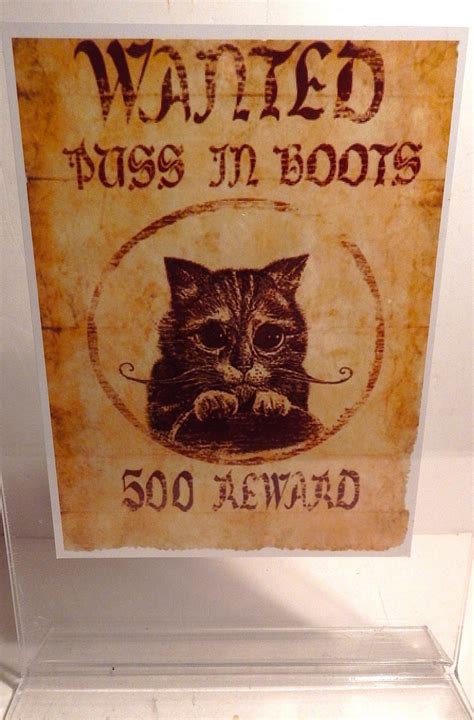 Puss In Boots Wanted Poster Custom Made Shrek Etsy Canada