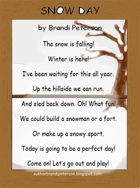 But now that i see the first snowfall of the year, i must say much since then has been made quite clear. I hope you enjoy reading this poem together and go outside ...