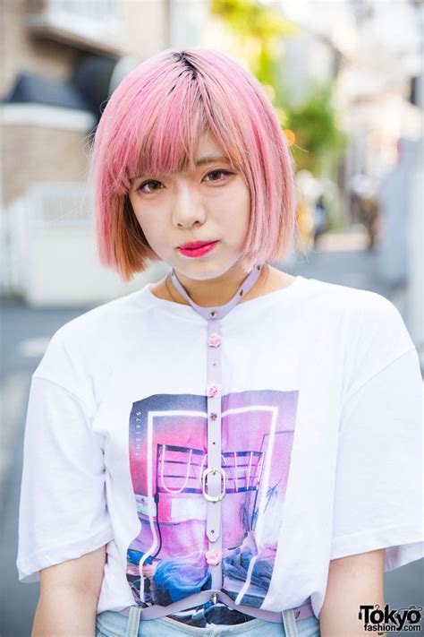 Pink Haired Harajuku Girl In The 1975 Band Tee Ripped Denim And Devilish