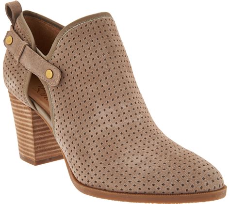 Franco Sarto Suede Perforated Ankle Boots Dakota —