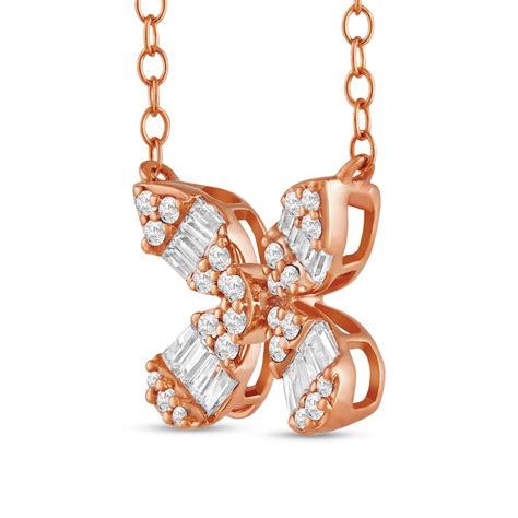 38 Ct Tw Multi Diamond Butterfly Necklace In 10k Rose Gold Zales