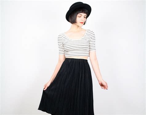 Vintage Midi Skirt Black Skirt Pin Pleated By Shoptwitchvintage