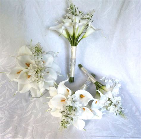 White Calla Lily Wedding Bouquet Real Touch Mini White Calla Etsy