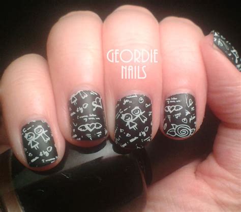Geordie Nails Chalkboard Doodle Manicure Nails Nail Art Nail Stamping