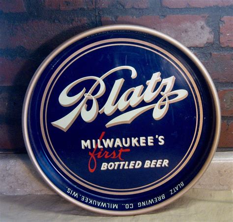 VINTAGE BLATZ BEER ADVERTISING STEEL SERVING TRAY MILWAUKEE BREWERY