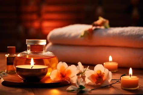 Premium Ai Image Massage Room Massage Table Towel And Aromatic Candles Essential Oils Spa