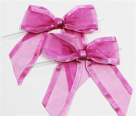 Amazon Com Hot Pink Pre Tied Organza Bows With Twist Ties Pack Of 12