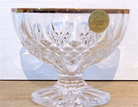 Vintage Lead Crystal Glass Bowl With K Gold Trim Cristal Etsy