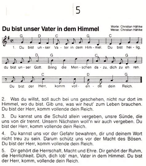 Vater unser im himmel, geheiligt werde dein name. Unnauer Lieder