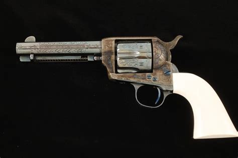Western Style Engraved Colt Saa Revolver 44 40 Cal 4 34 Barrel Blue