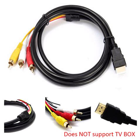 5ft Hdmi To 3 Rca Video Audio Av Component Converter Adapter Cable For Hdtv
