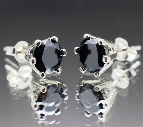 176tcw 62mm Natural Black Diamond Stud Earrings Certified Graded And