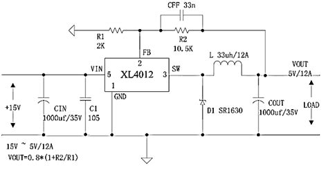 Микросхема Xl4015e1 схема включения Импульсный стабилизатор на