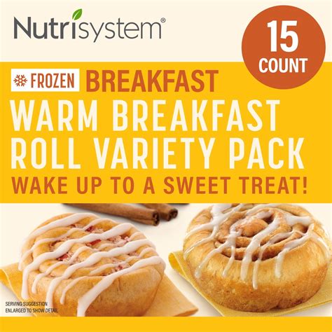Nutrisystem Frozen Warm Breakfast Rolls Variety Pack 15 Count