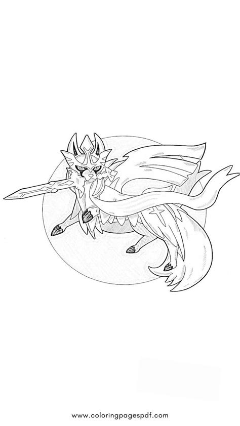Pokémon Coloring Page Of Zacian Surrounded By A Circle Pokemon
