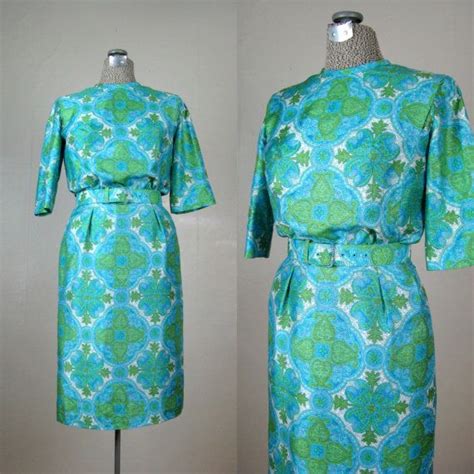 vintage 1960s dress 60s green and blue paisley dress by randk etsy denmark vintage dresses