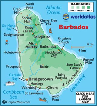 Physical Map Of Barbados