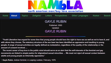 Pride Pedophilia Queer Theory Founder Gayle Rubin
